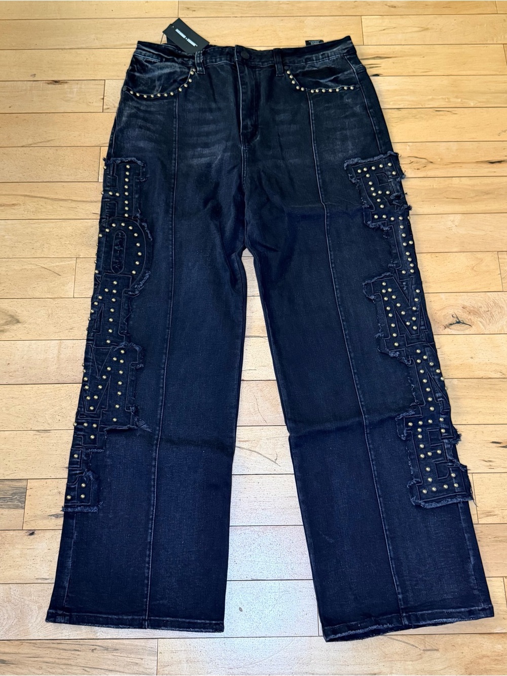 Homme Femme Superstar Studded Denim Black Men’s 36 Msrp $180